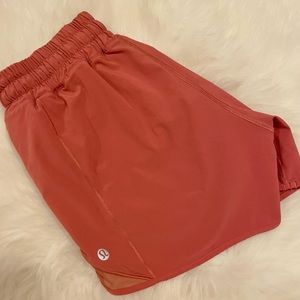 Red Lululemon Hottie Hot Shorts 4”